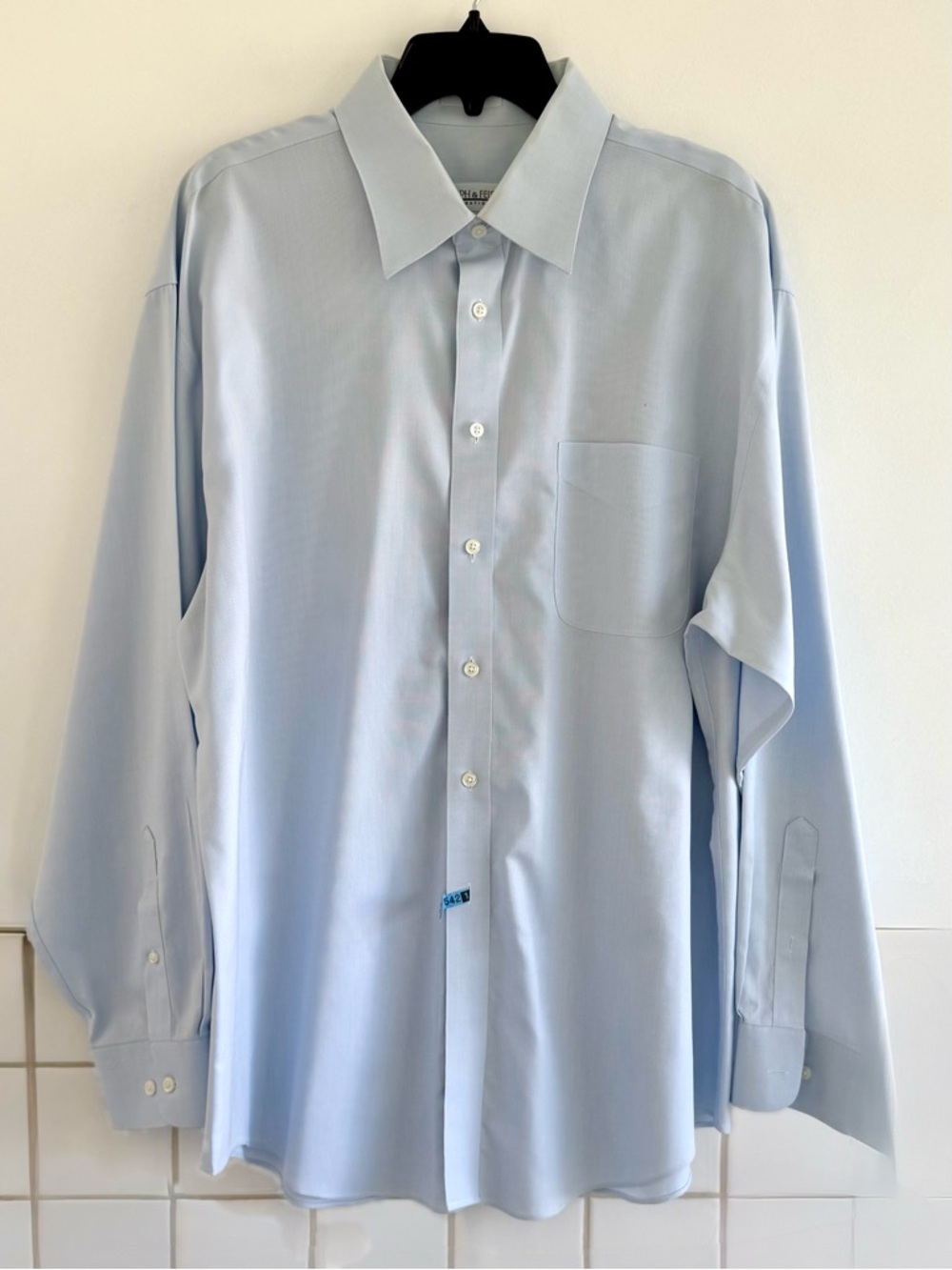 Joseph & Feiss Light Blue Men's Dress Shirt - Long Sleeve  Sz: 17. 34/35